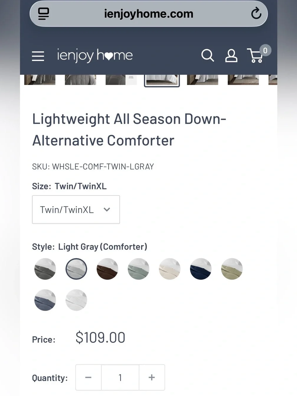 Lightweight All Season Down Alternative Comforter Twin XL Light Gray NEW iEnjoy